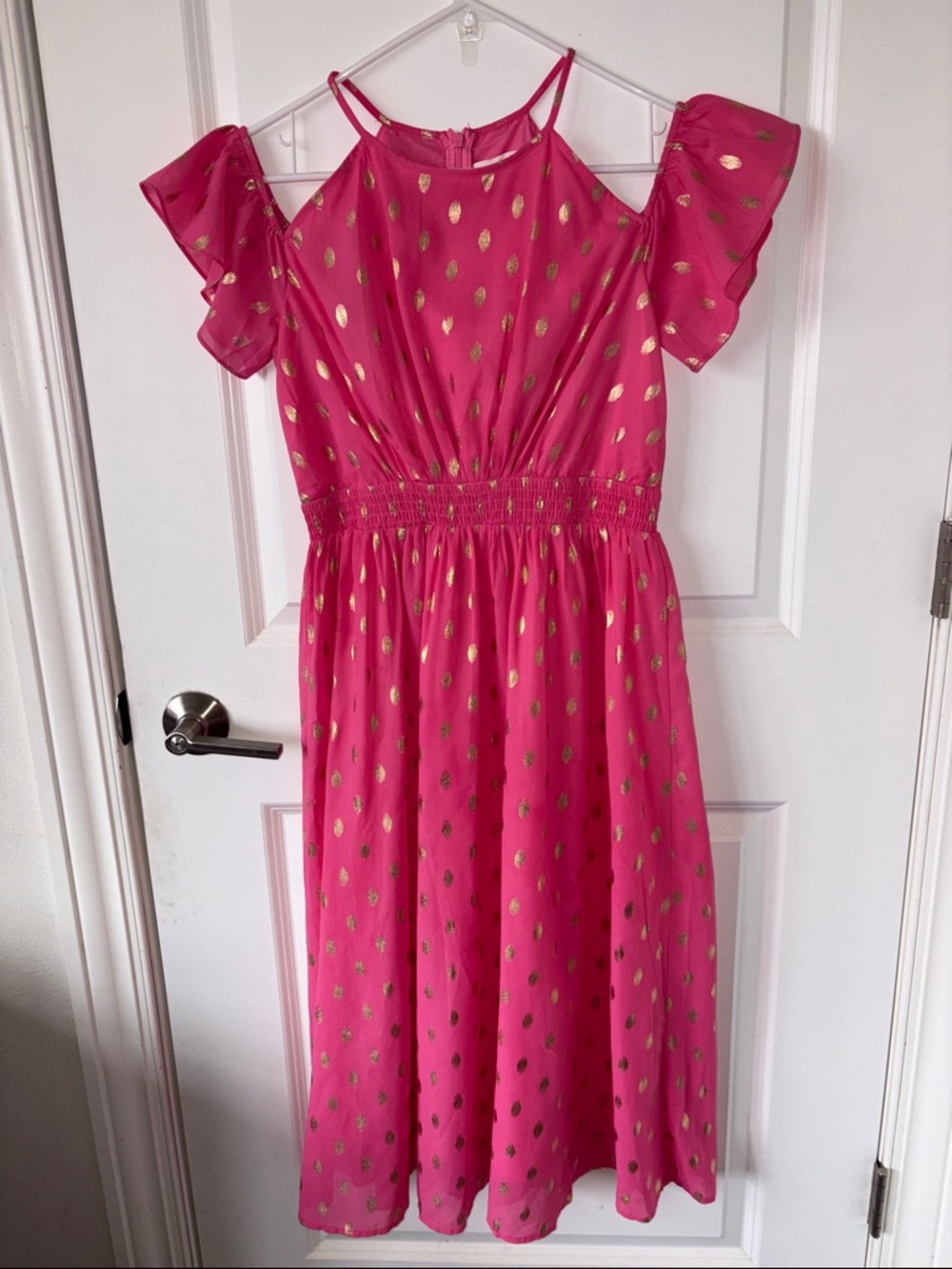 Grace Karin Pink Dress with Gold Dot Print 14Y